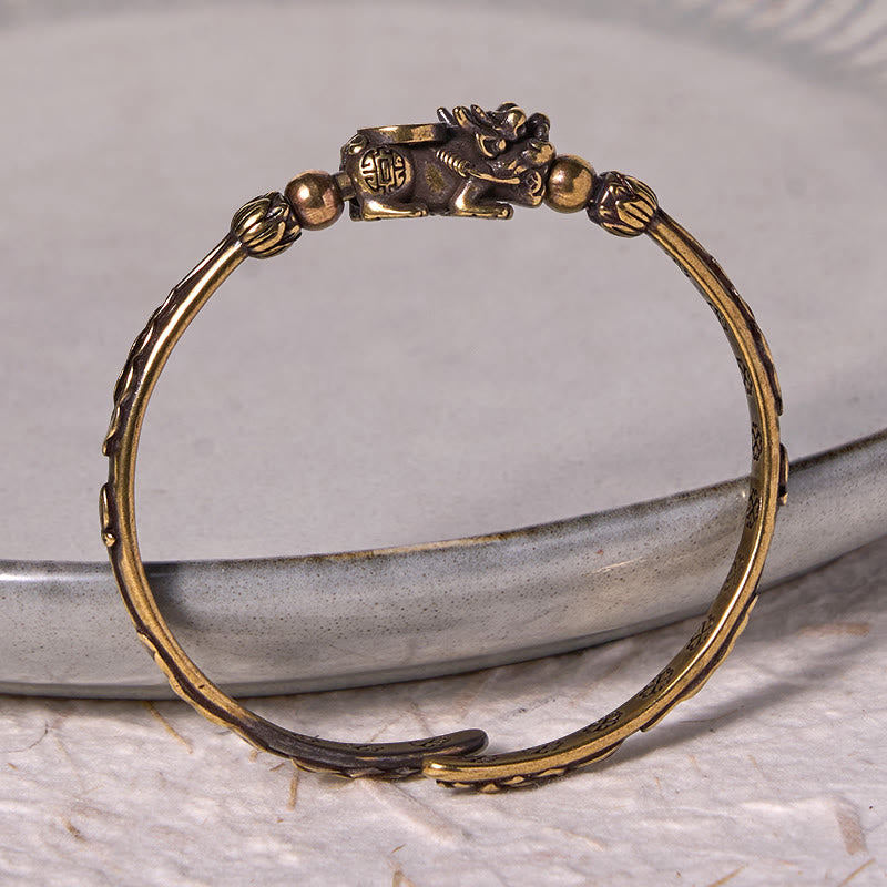 Adjustable Pi Xiu Copper Bracelet Bangle for Wealth & Luck