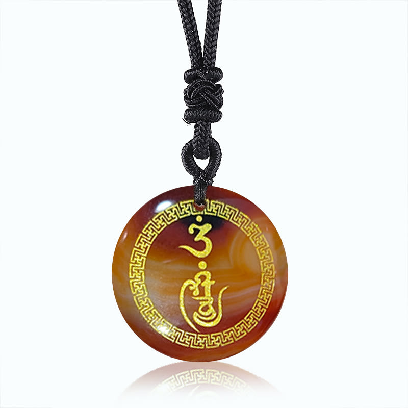 Vajra Swastika Pattern Black Obsidian Protection Necklace