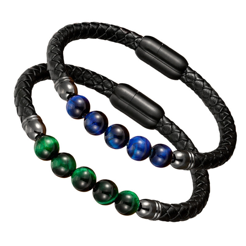 Multi-Stone Protection Leather Bracelet