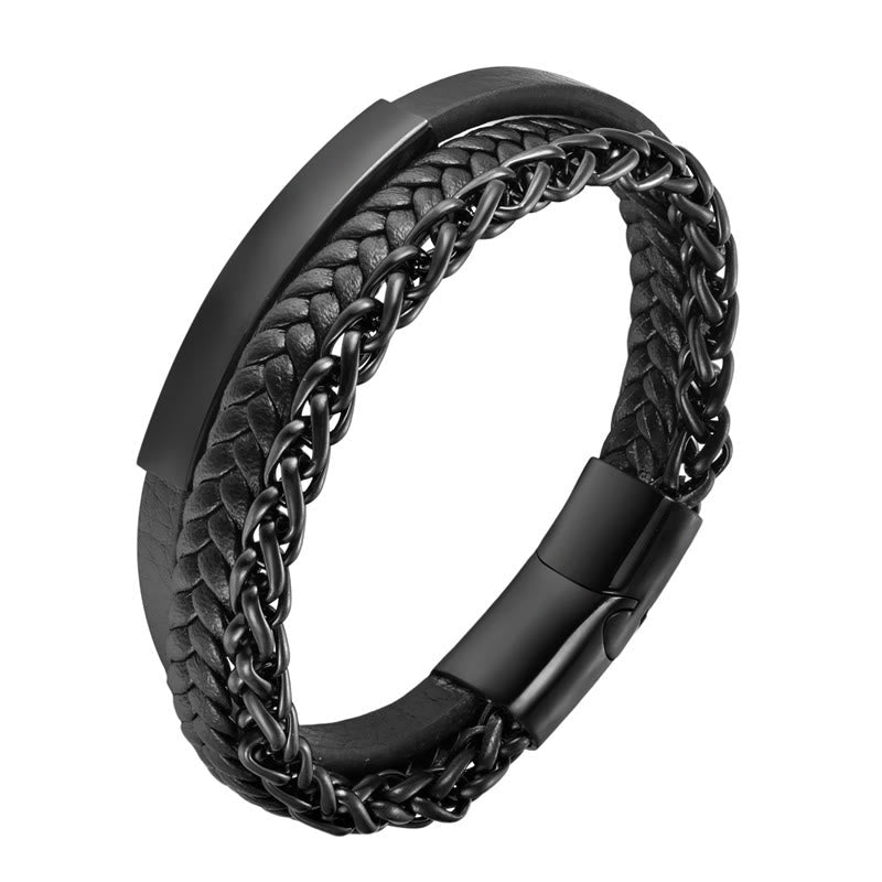 18-20cm Spiritual Titanium Steel Multi-layered Leather Bracelet