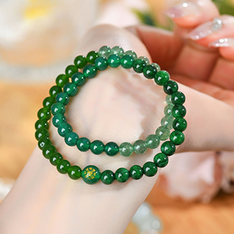 6mm Five Elements White Agate Luck Bracelet for Spiritual Balance