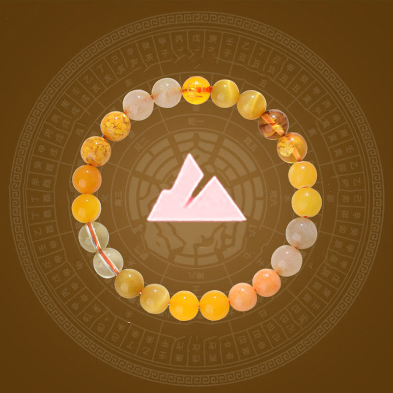 8mm Five Elements Yellow Agate Bracelet for Balance & Prosperity