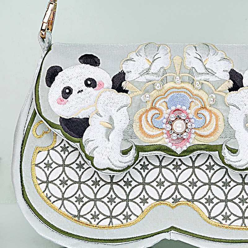 Aquamarine Panda Gourd Pendant Yoga Bag with Adjustable Strap