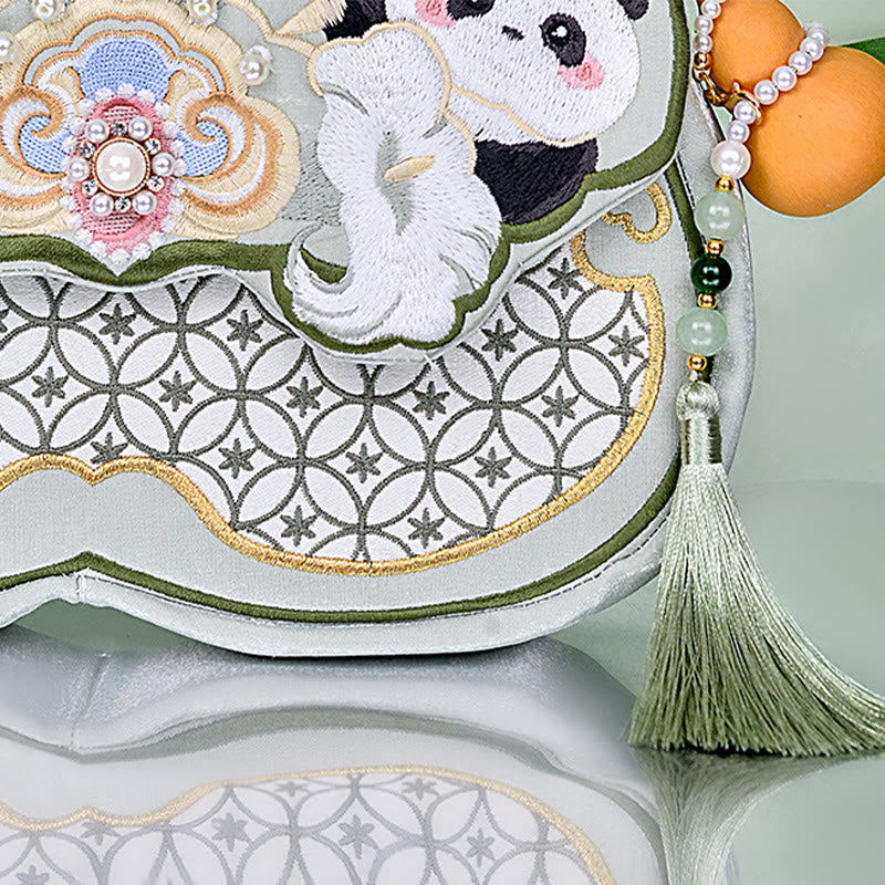 Aquamarine Panda Gourd Pendant Yoga Bag with Adjustable Strap