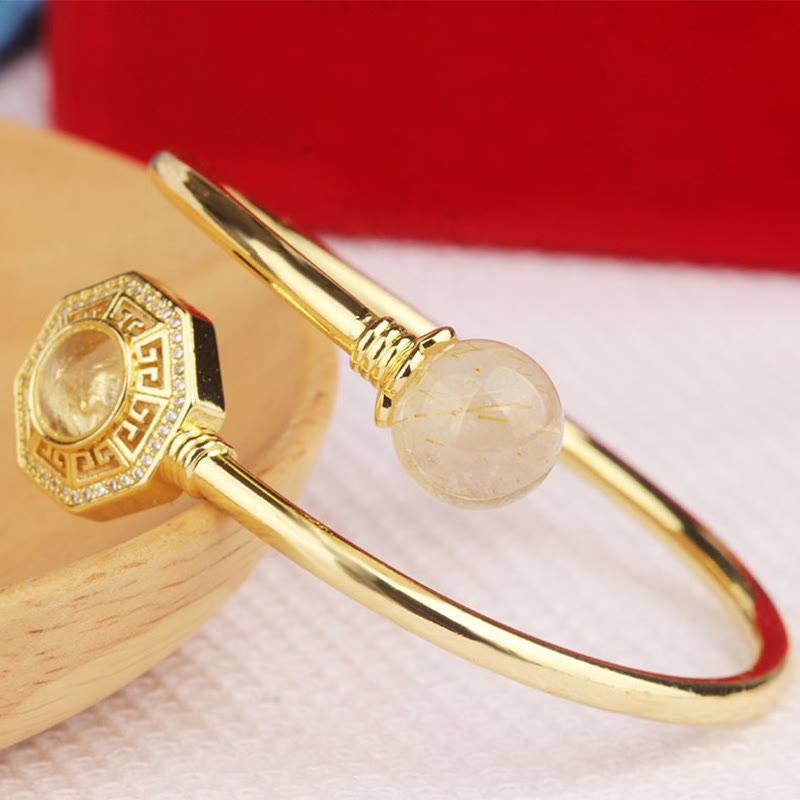 Adjustable Rutilated Quartz Windmill Courage Bracelet
