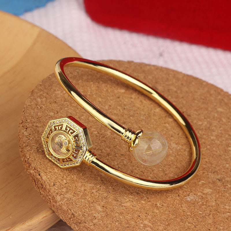 Adjustable Rutilated Quartz Windmill Courage Bracelet
