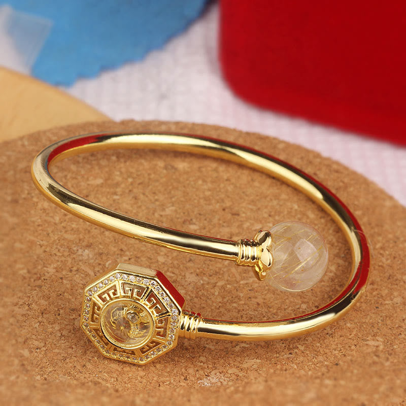 Adjustable Rutilated Quartz Windmill Courage Bracelet