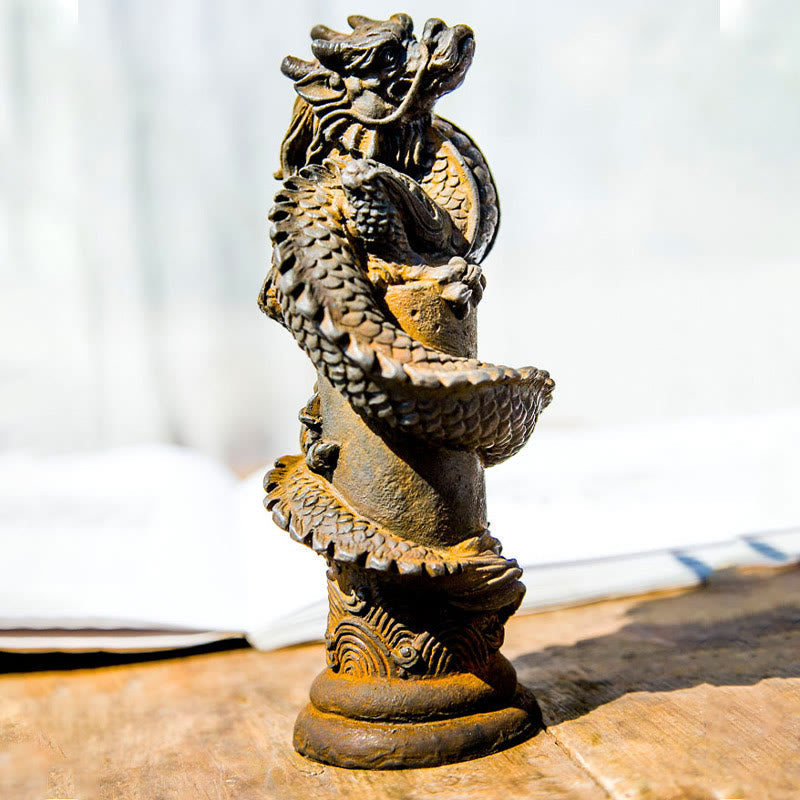 Statue de dragon volant en résine et poudre de fer faite à la main, 20 cm