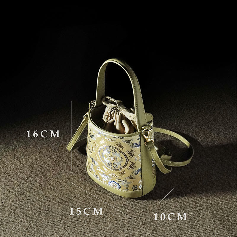 Song Brocade Crane Deer Crossbody Bag for Spiritual Harmony