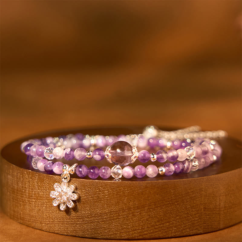 Amethyst Crystal Double Wrap Bracelet Spiritualiteit