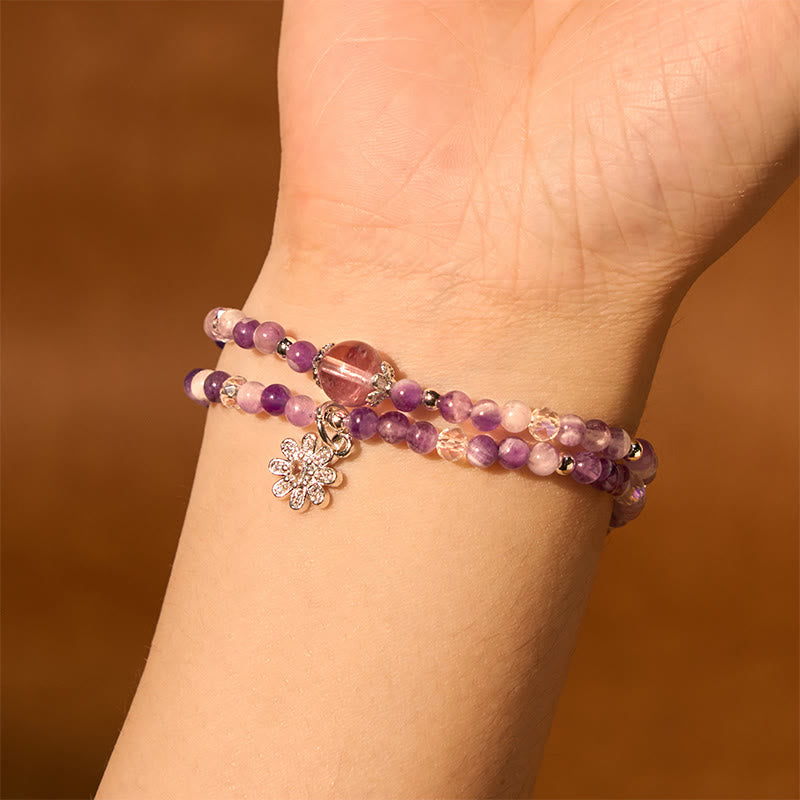 Bracelet double tour en cristal d'améthyste Spiritualité
