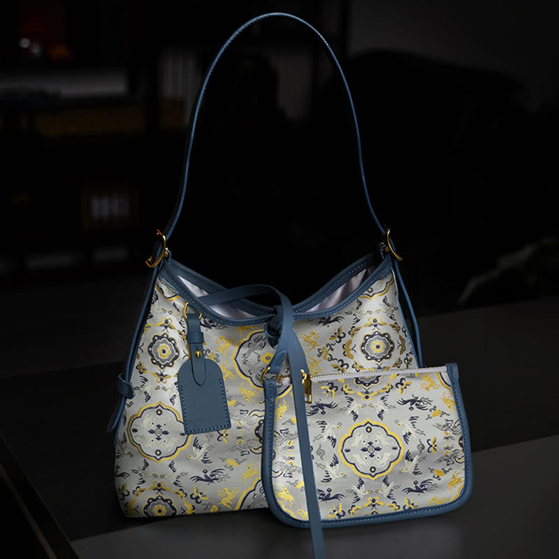 Song Brocade Crossbody Bag with Crane Deer Butterfly Embroidery