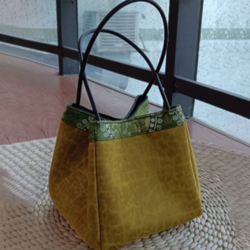 Xiangyunsha Silk Bamboo Branches Yoga Tote Bag 16cm