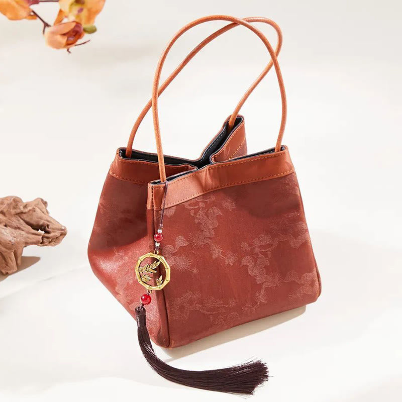 Xiangyunsha Silk Bamboo Branches Yoga Tote Bag 16cm