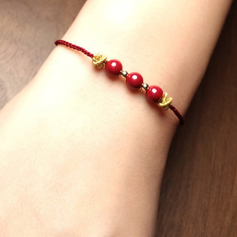 Bracelet apaisant en cinabre coloré pour la clarté mentale et l'équilibre