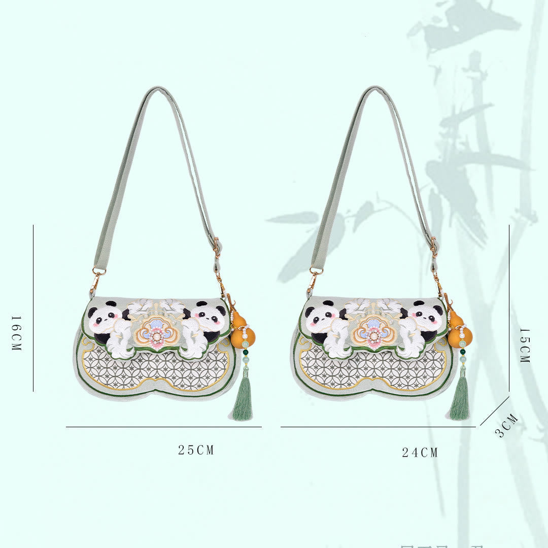 Aquamarine Panda Gourd Pendant Yoga Bag with Adjustable Strap