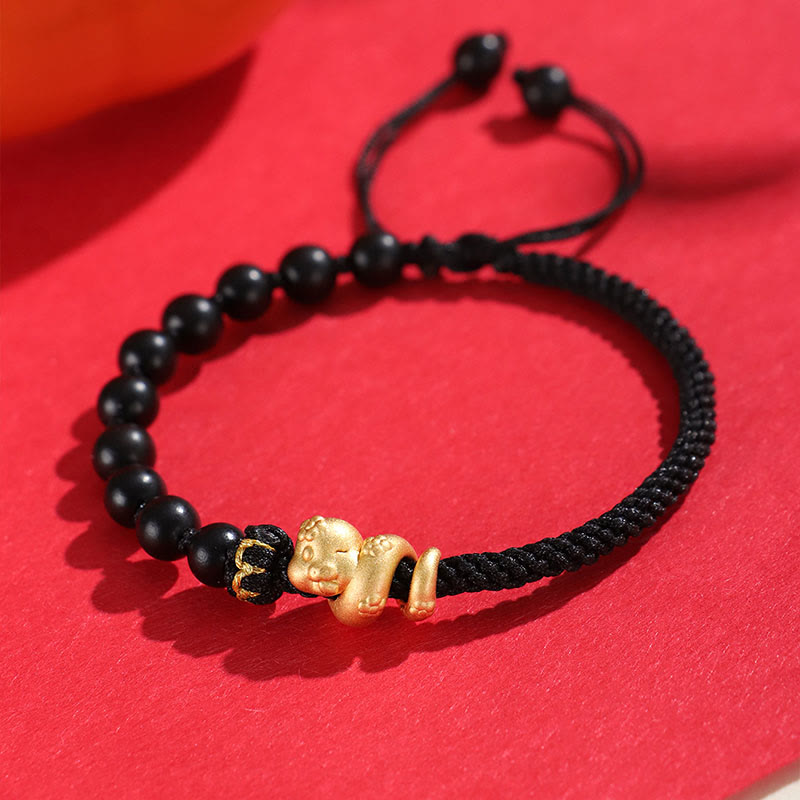 6mm Small Leaf Red Sandalwood Protection Bracelet with Red Rope - Unisex