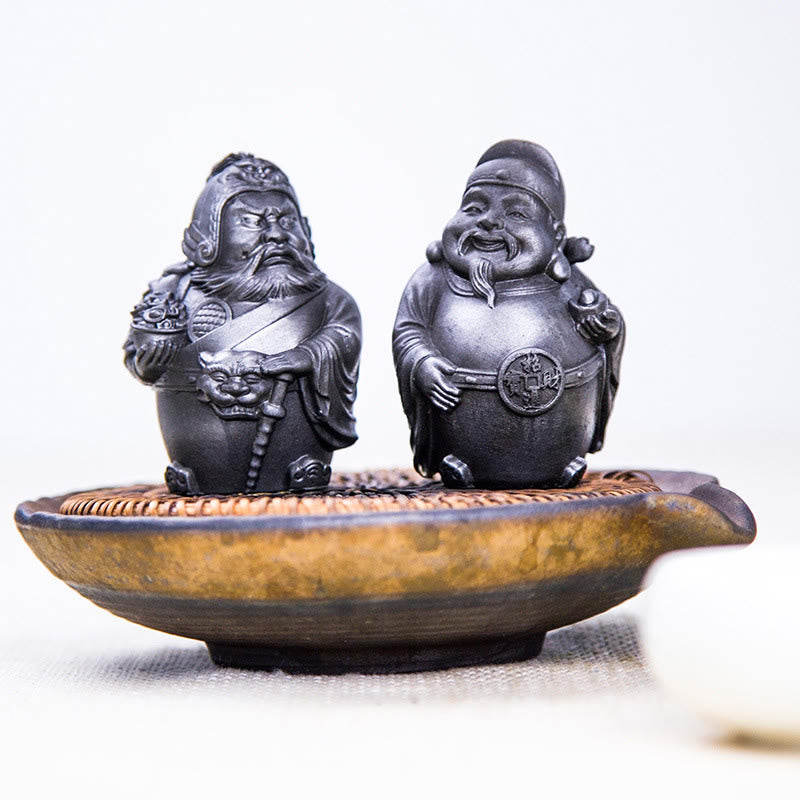 Rust Version Literary God of Wealth Iron Powder Statue