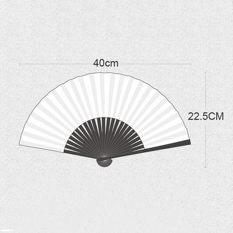 Chinese Folding Fan Silk Bamboo 22.5cm Retro Crane