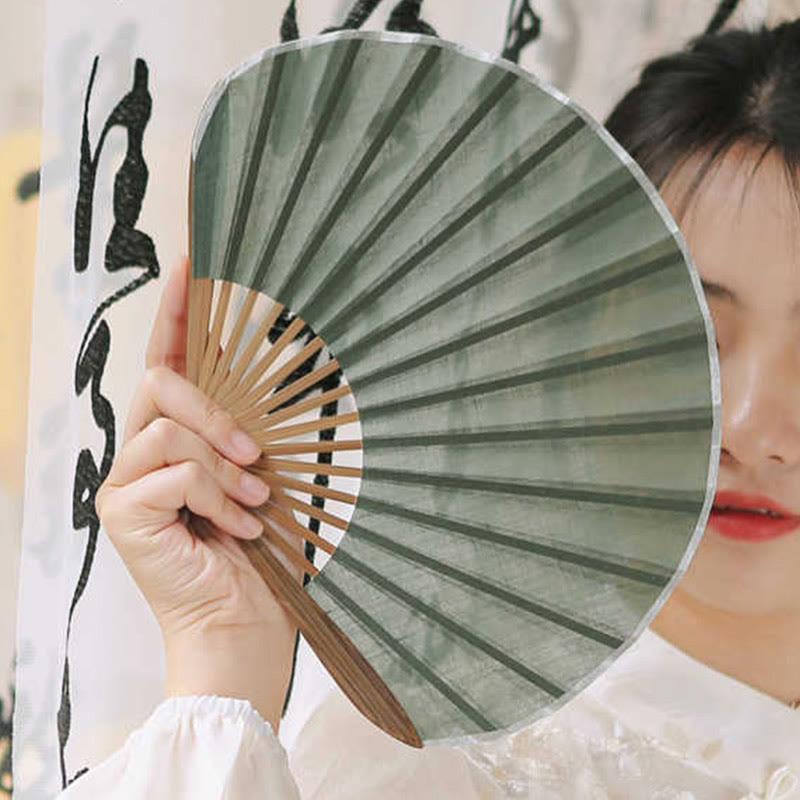 22cm Bamboo Folding Fan | Solid Color Handheld Fan