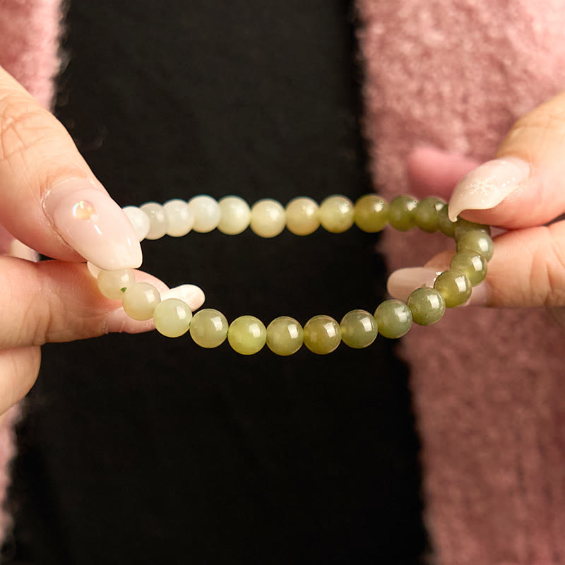 6mm Hetian Jade Gradient Color Abundance Bracelet