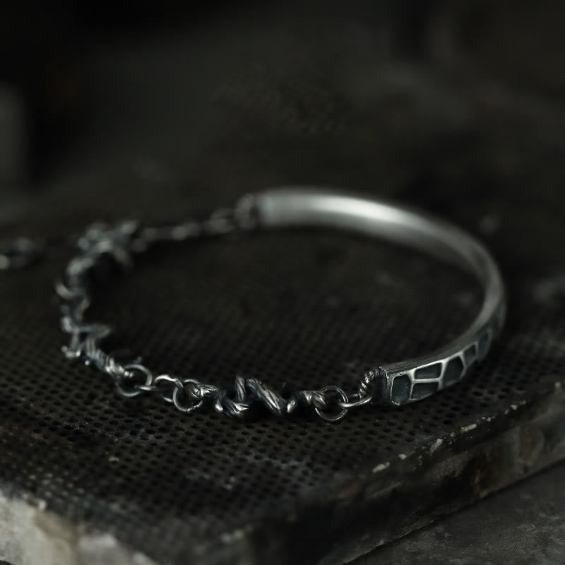 Men's Sterling Silver Protection Bracelet with Hammer & Thorn Design
