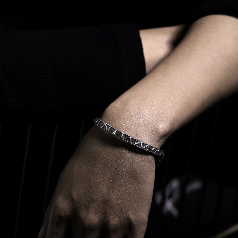 Men's Sterling Silver Protection Bracelet with Hammer & Thorn Design