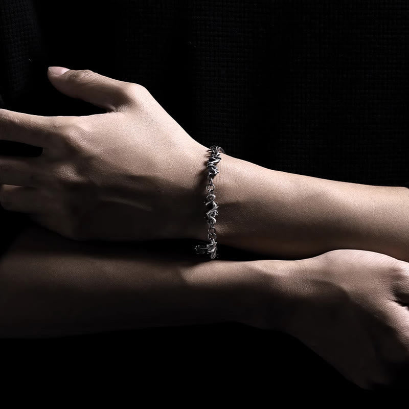 Men's Sterling Silver Protection Bracelet with Hammer & Thorn Design