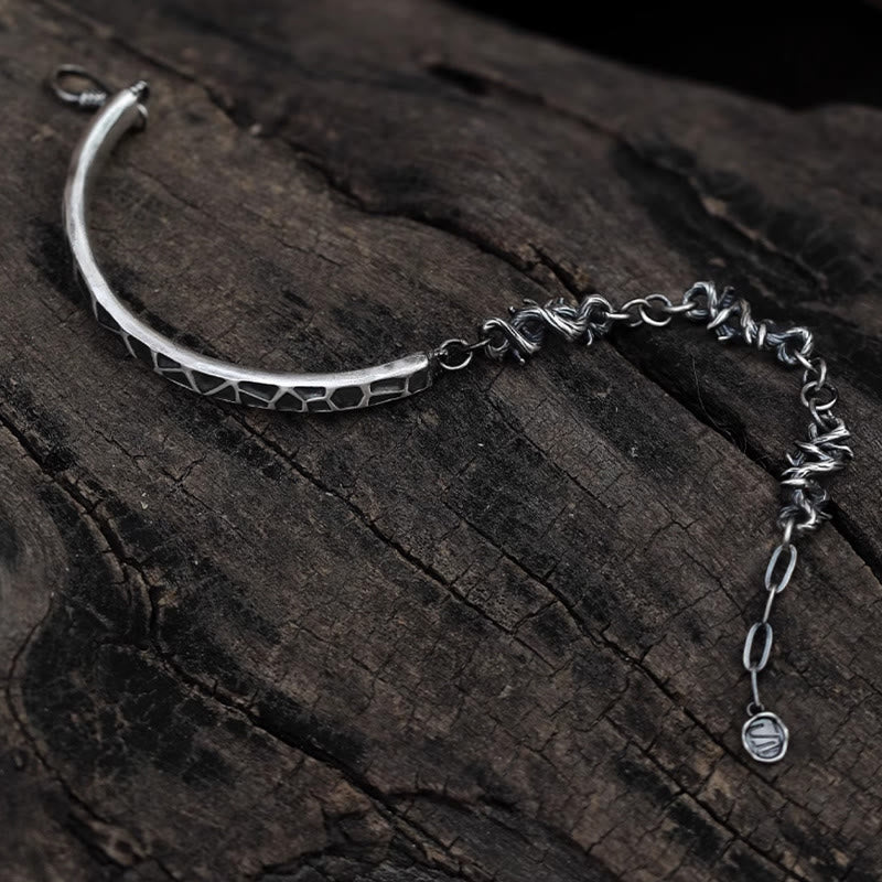 Men's Sterling Silver Protection Bracelet with Hammer & Thorn Design