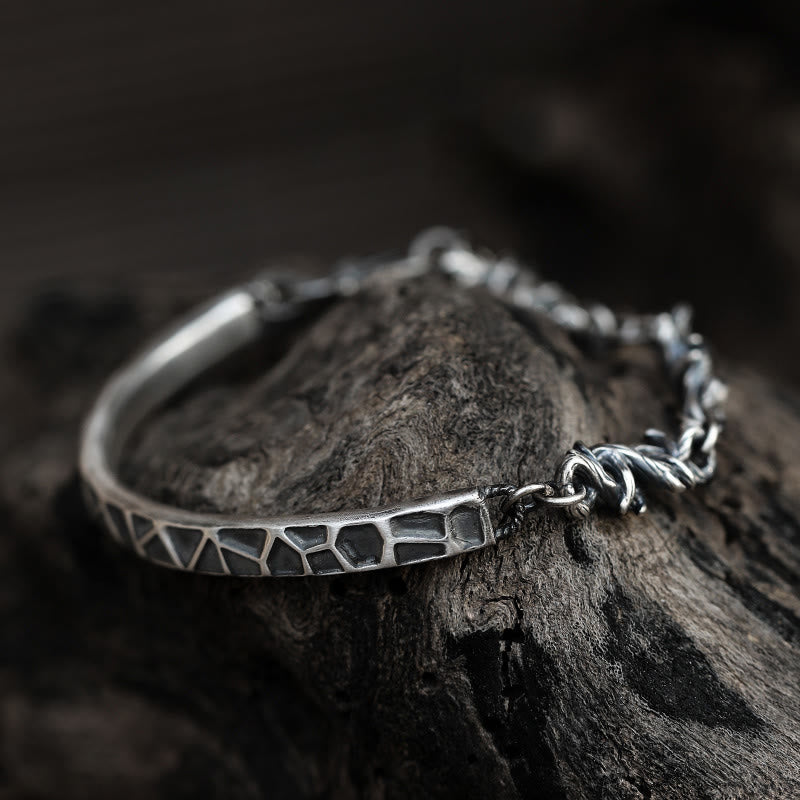 Men's Sterling Silver Protection Bracelet with Hammer & Thorn Design