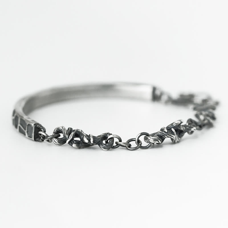Men's Sterling Silver Protection Bracelet with Hammer & Thorn Design
