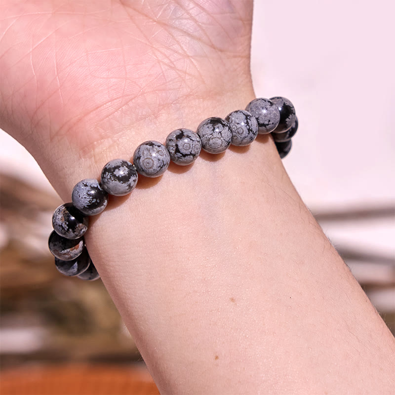 Grounding Obsidian Bracelet Neutral Tone for Balance & Protection