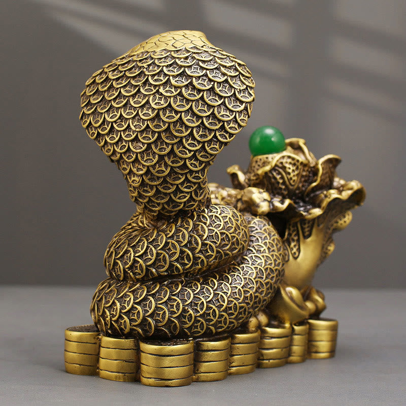 Brass Snake Figurine 19cm Animal Totem for Spiritual Blessings