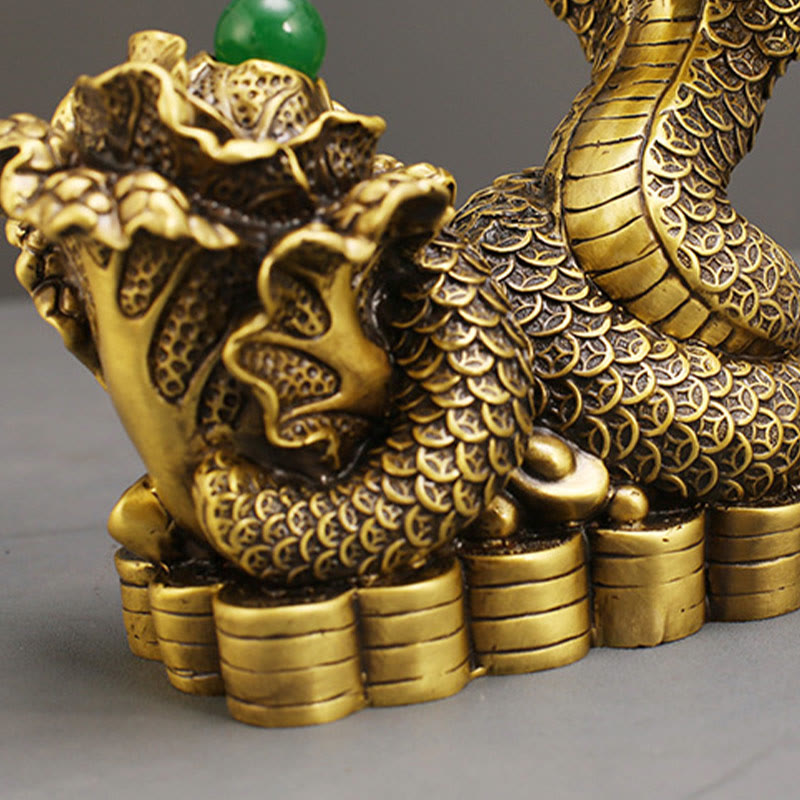 Brass Snake Figurine 19cm Animal Totem for Spiritual Blessings