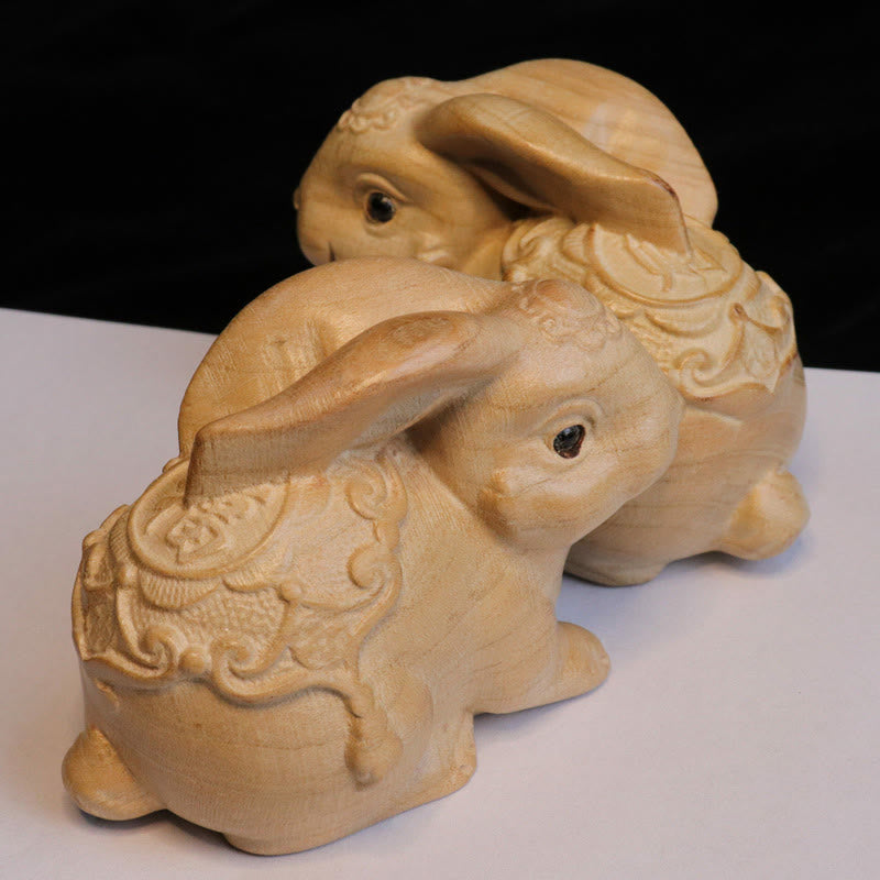 11.5cm Wooden Year of the Snake Fu Character Home Decor Statue