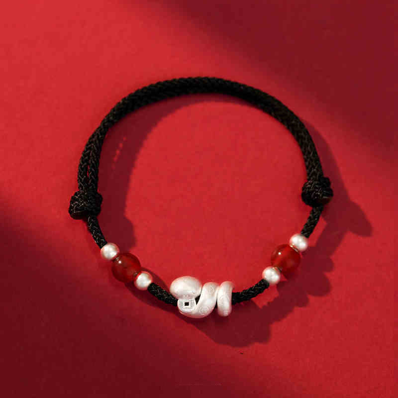 Red Agate Snake Sterling Silver Confidence Bracelet