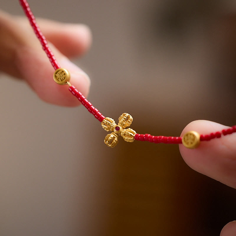 Gold Plated PiXiu Four Leaf Clover Bracelet