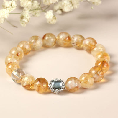 Bracelet de prospérité en quartz rutile citrine 10 mm