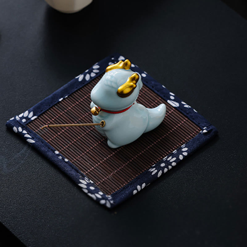 Ceramic Dragon Bell Incense Burner for Meditation & Balance