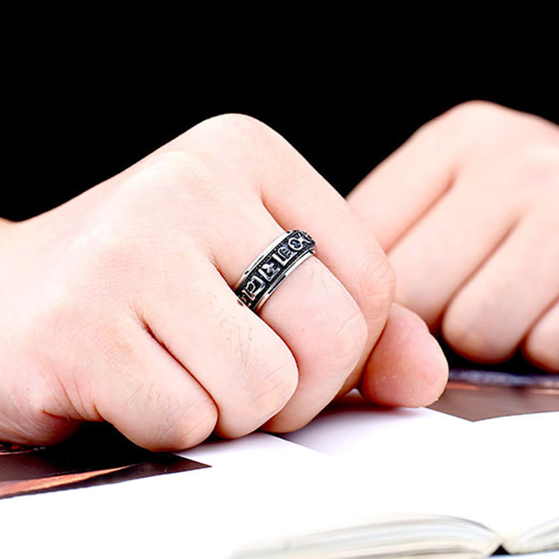 Bague tournante en acier titane Om Mani Padme Hum de 8 mm