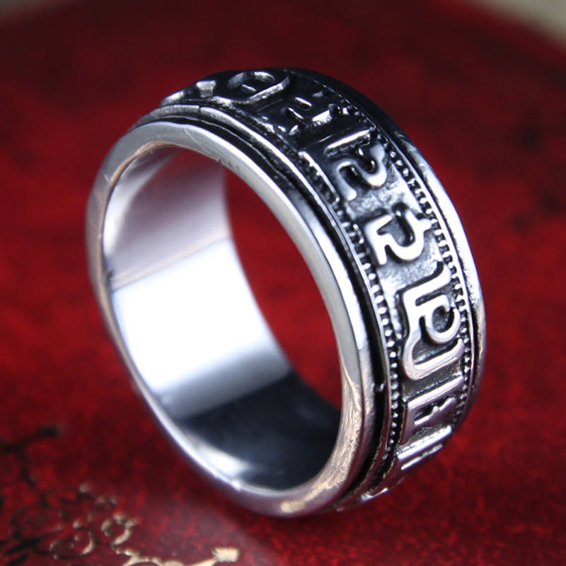 Bague tournante en acier titane Om Mani Padme Hum de 8 mm