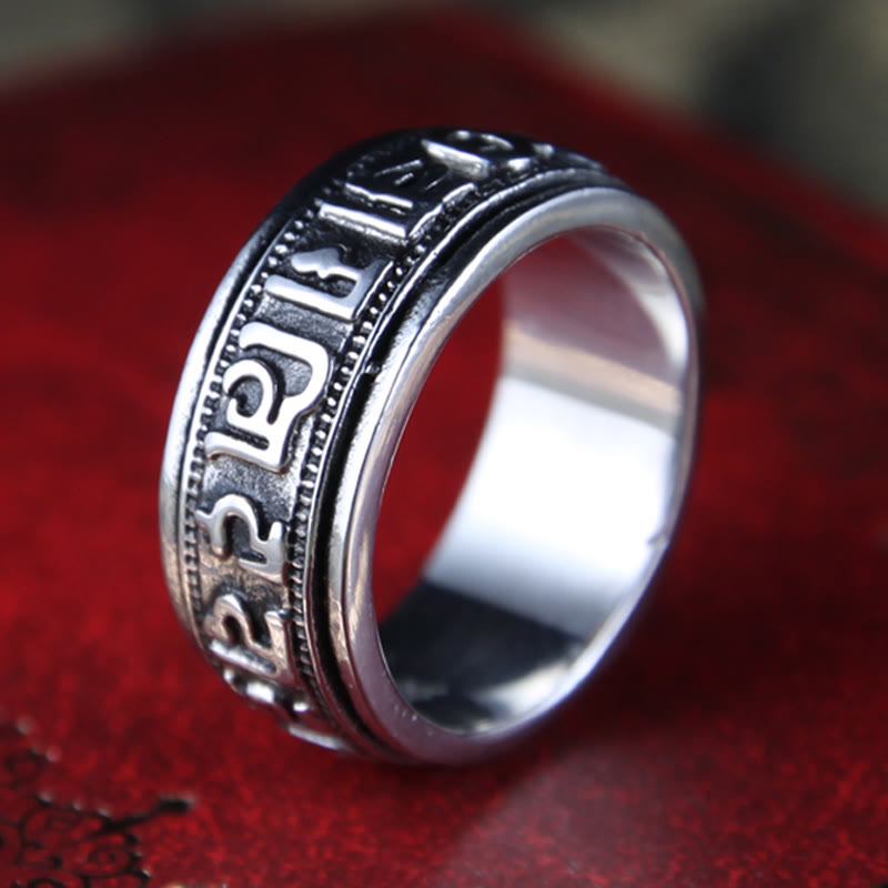 Bague tournante en acier titane Om Mani Padme Hum de 8 mm