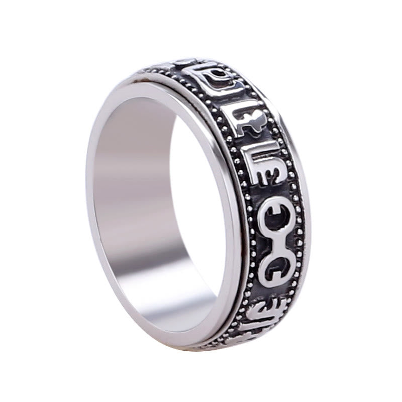 Bague tournante en acier titane Om Mani Padme Hum de 8 mm