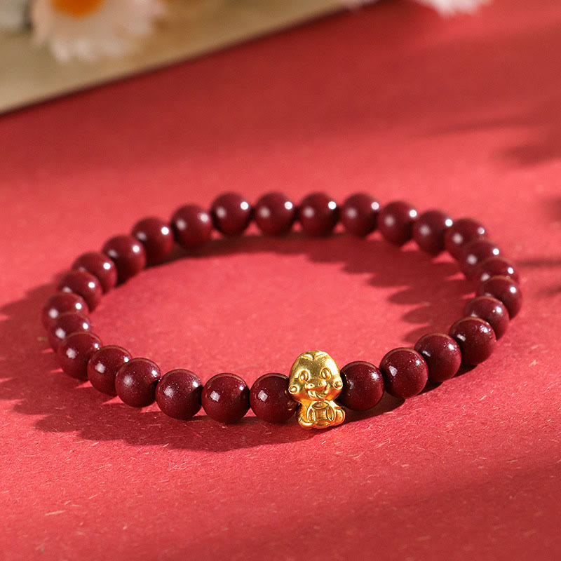 6mm Cinnabar Sterling Silver Year of the Snake Bracelet