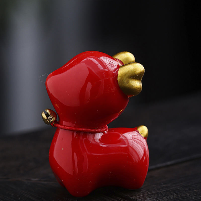 Mini Ceramic Deer Tea Pet Figurine for Spiritual Decor