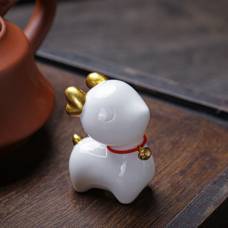 Mini Ceramic Deer Tea Pet Figurine for Spiritual Decor