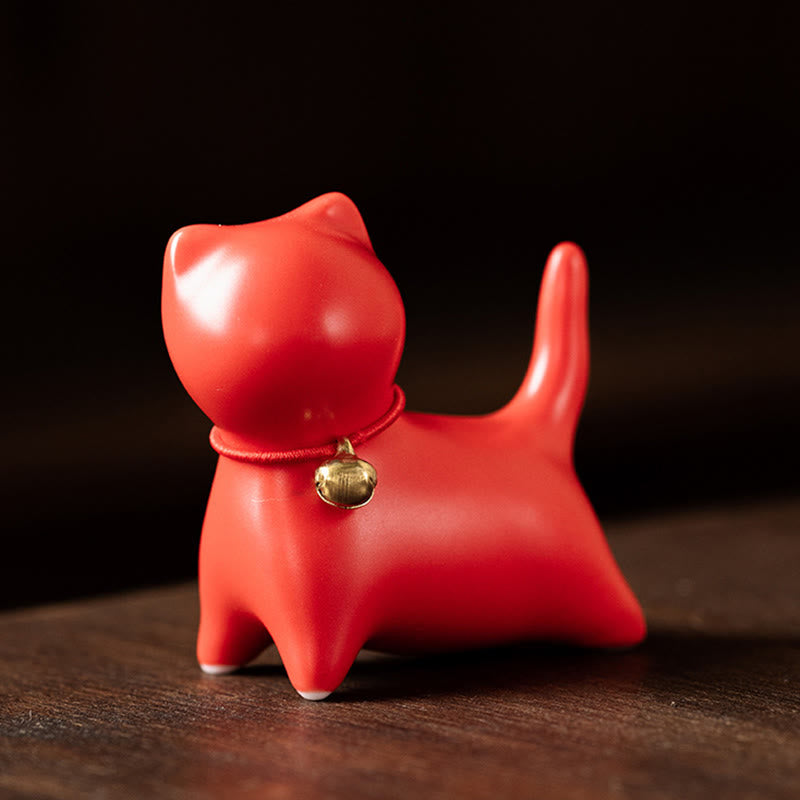 Mini Ceramic Cat Statue Standing or Lying 5cm Figurine Decoration