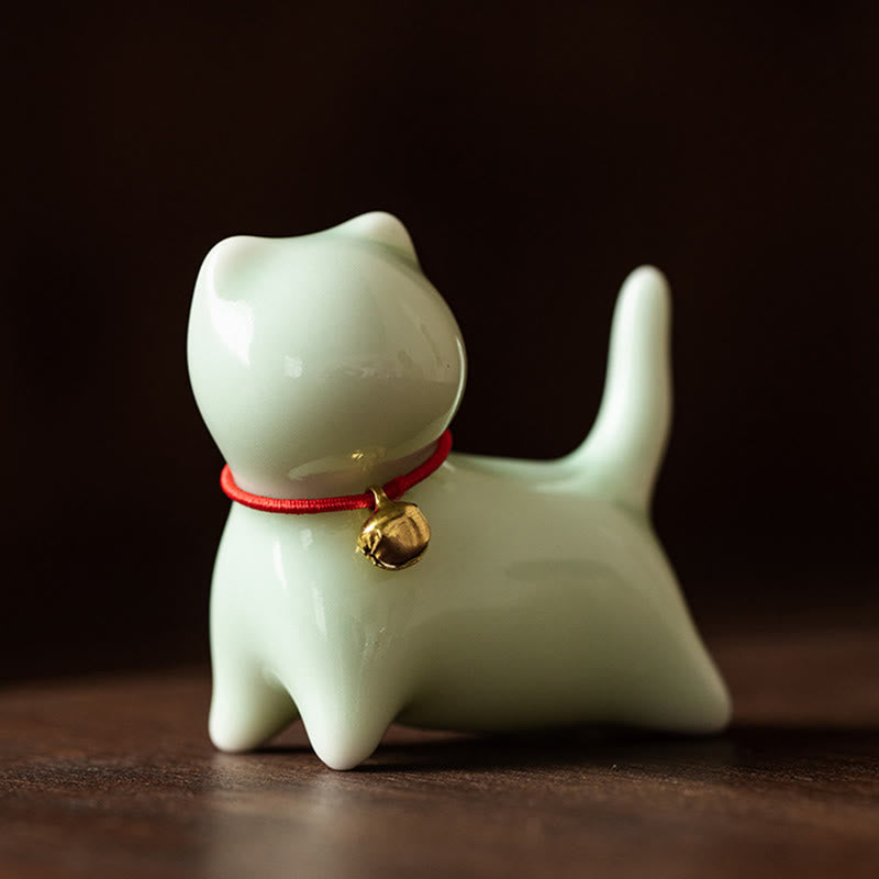 Mini Ceramic Cat Statue Standing or Lying 5cm Figurine Decoration