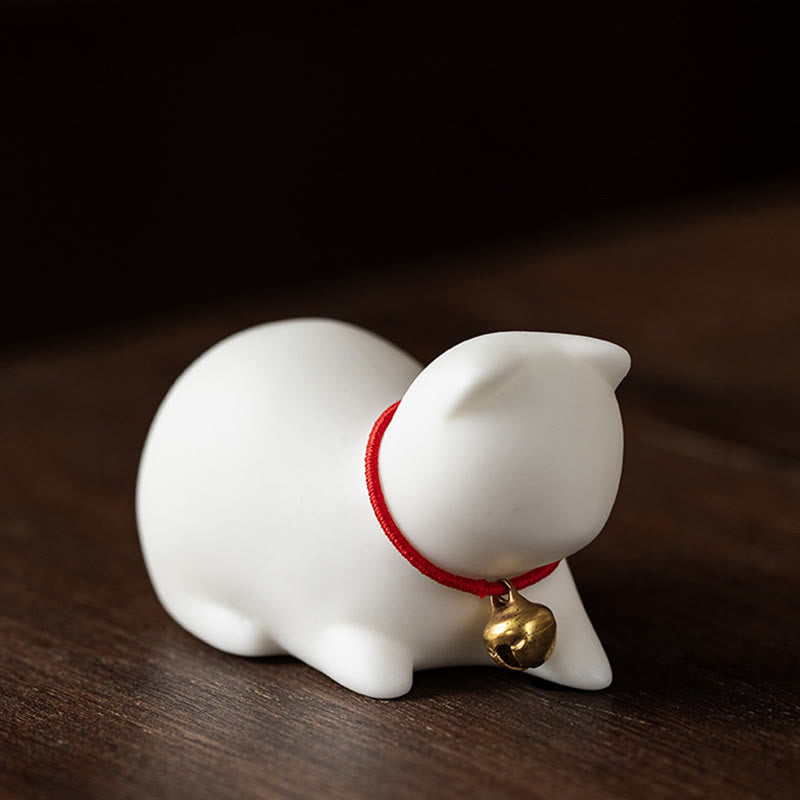 Mini Ceramic Cat Statue Standing or Lying 5cm Figurine Decoration