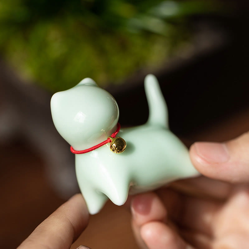 Mini Ceramic Cat Statue Standing or Lying 5cm Figurine Decoration